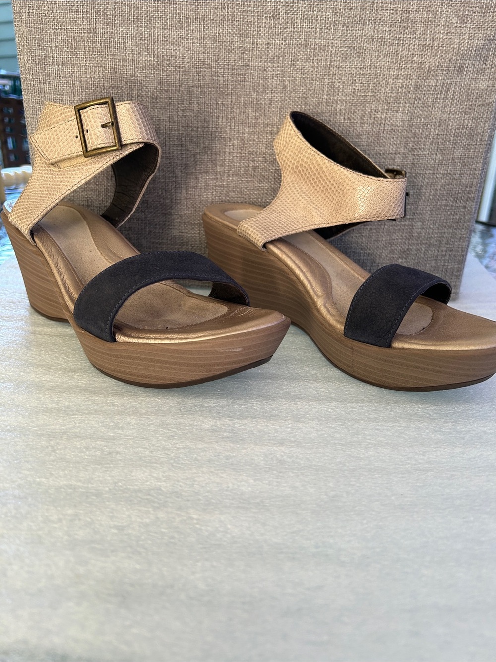 Naot Wedge Sandals with Ankle Strap